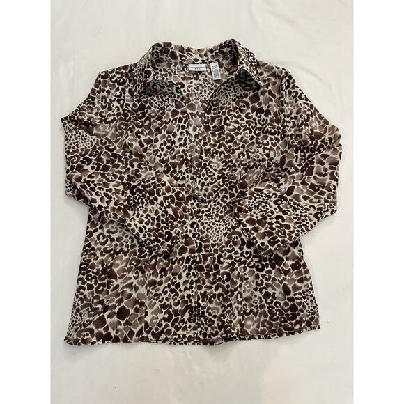 Vintage-Inspired Covington Leopard Print Blouse – Size S - Picture 1 of 5